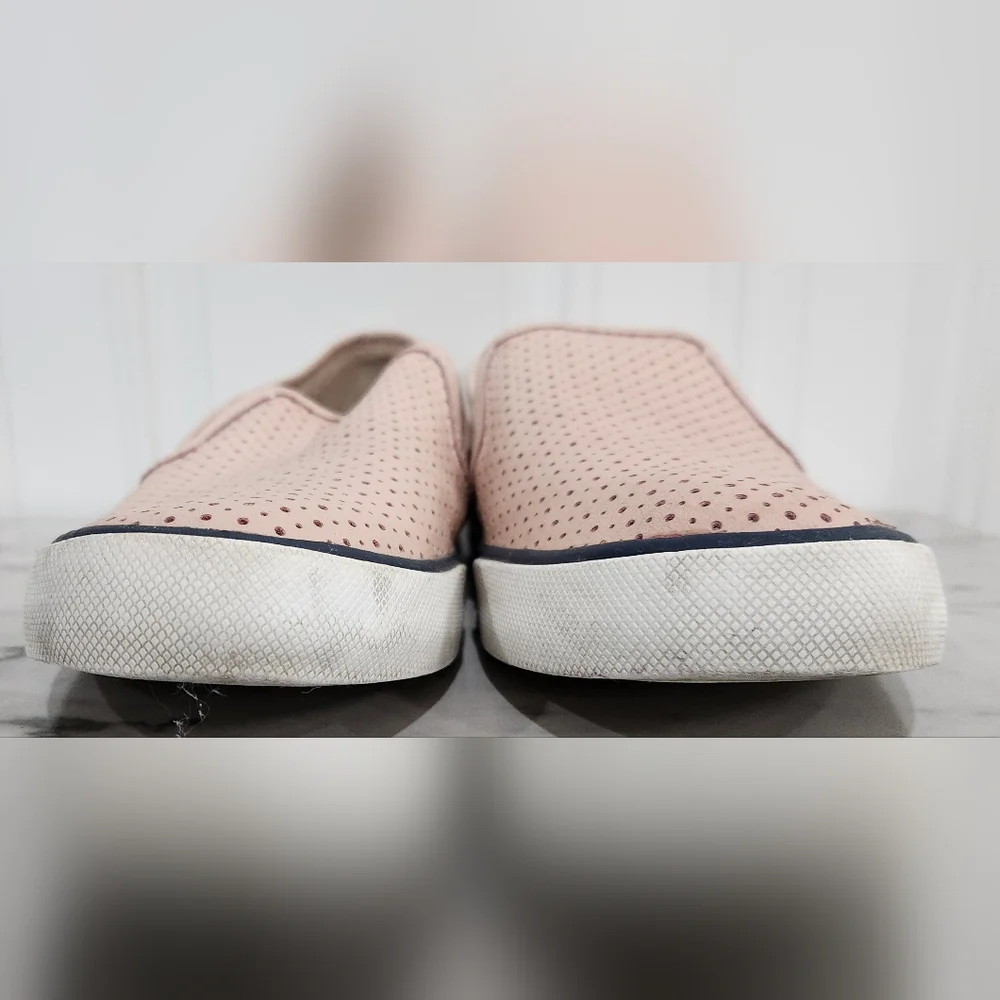 Sperry top sider pier side pink perforated slip on leather loafers women…